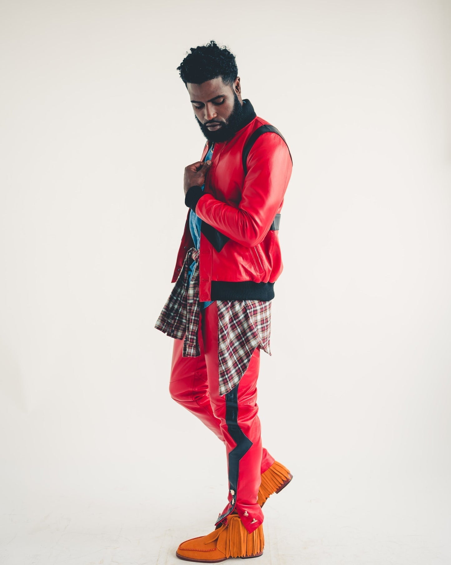 Leather Valley Track Suit (Red/Black)