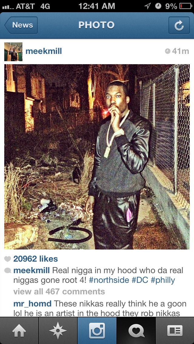 Meek Mill in Suede Pullover and Luxury Track Pants