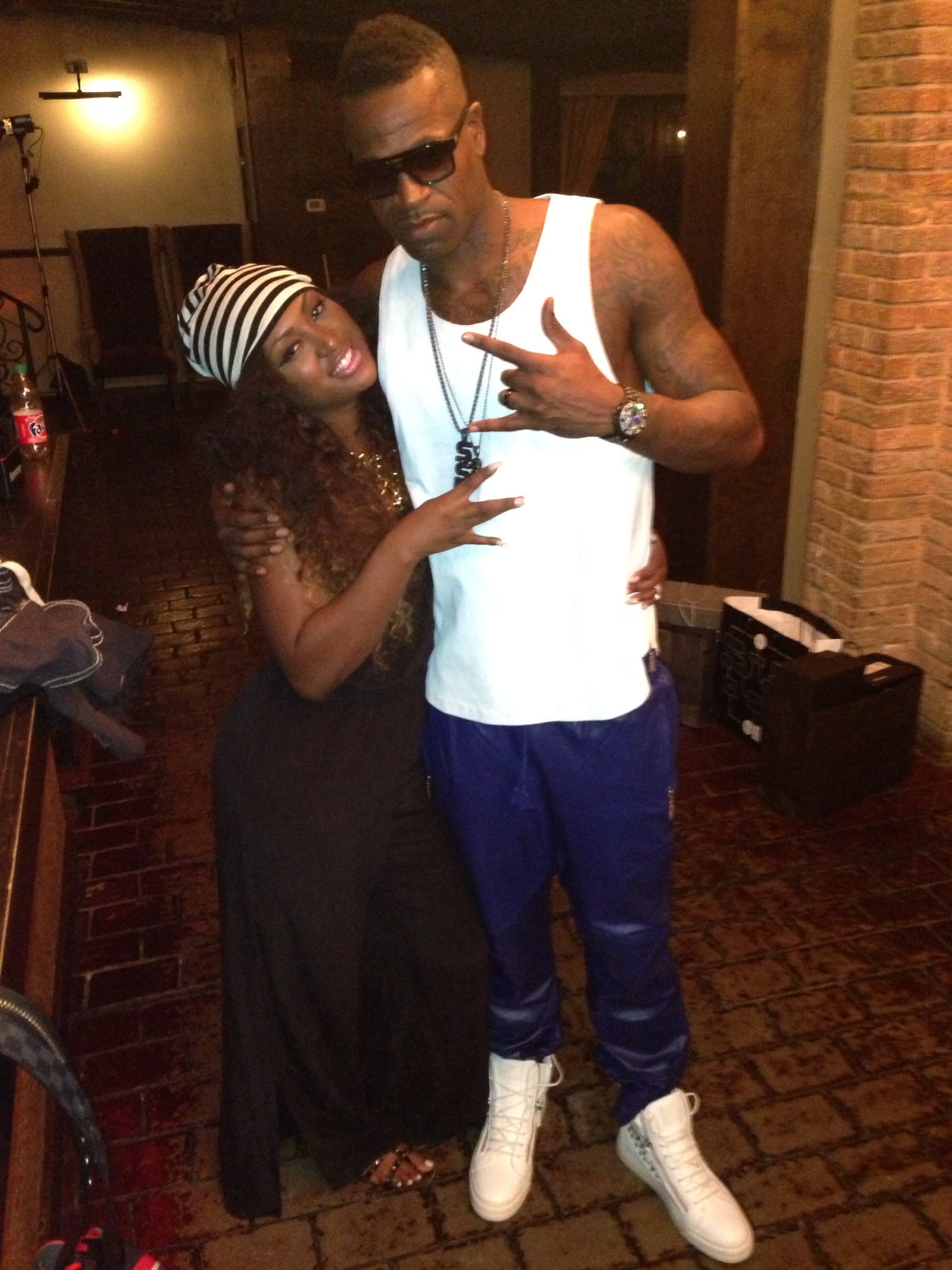 Charity Love & Steve Jackson in Leather Tank and Luxury Track Pants