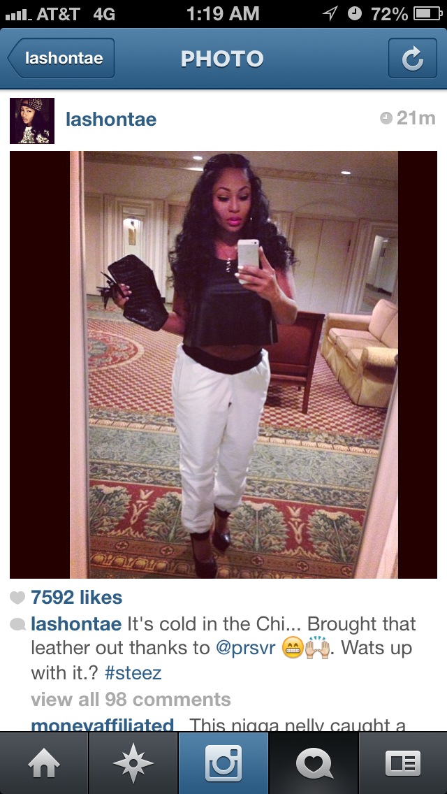Lashontae in White Ribbed Leather Track Pants