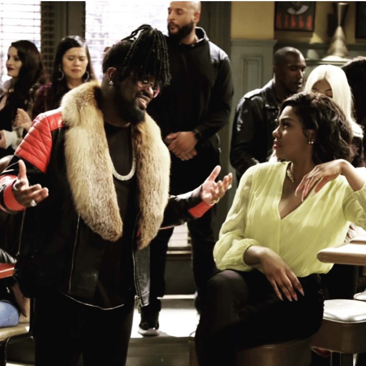 Lil Rell in Ribbed Moto Jacket with Collar