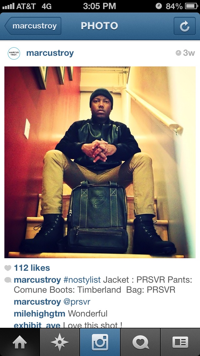 Marcus Troy in Leatherman Jacket and Backpack