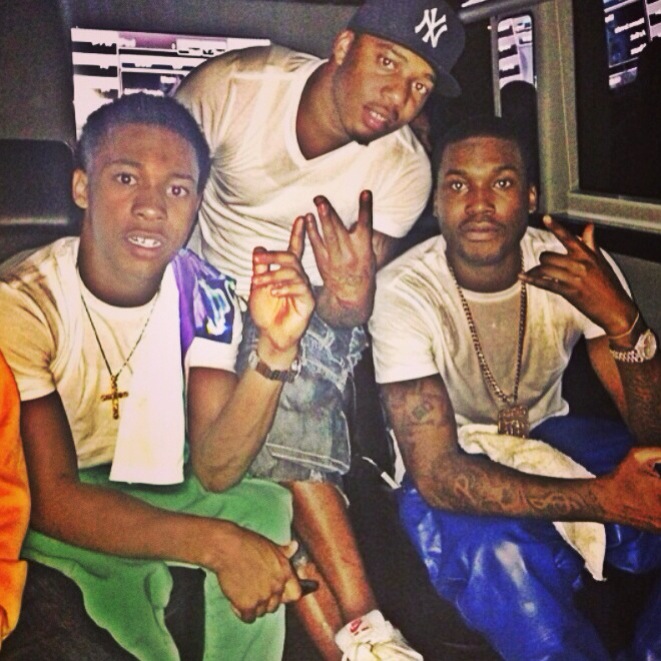 Meek Mill in Royal Blue Luxury Track Pants