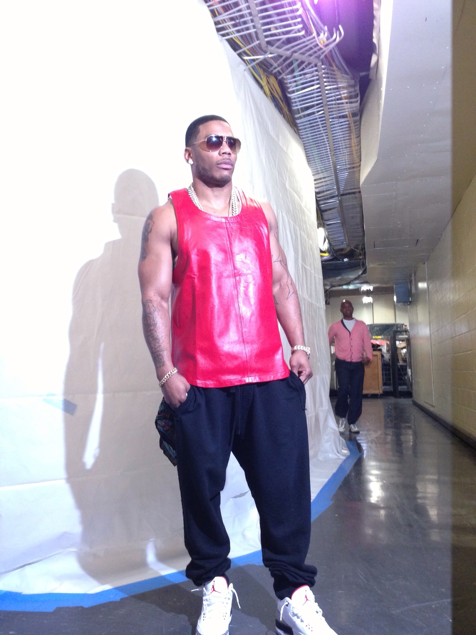 Nelly in Red Leather Tank