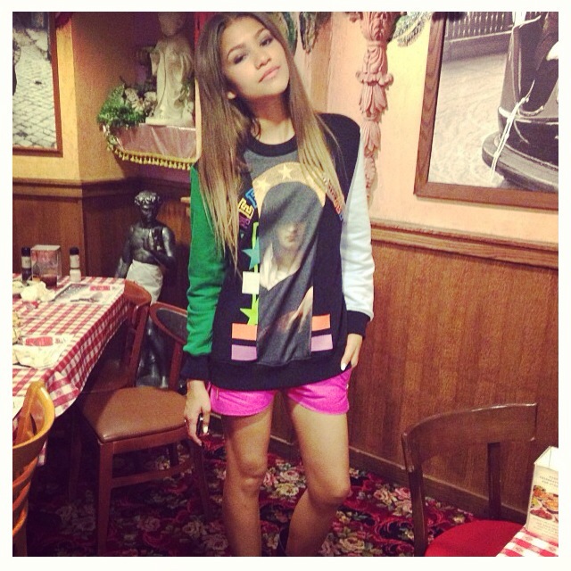Zendaya in Pink Leather Shorts